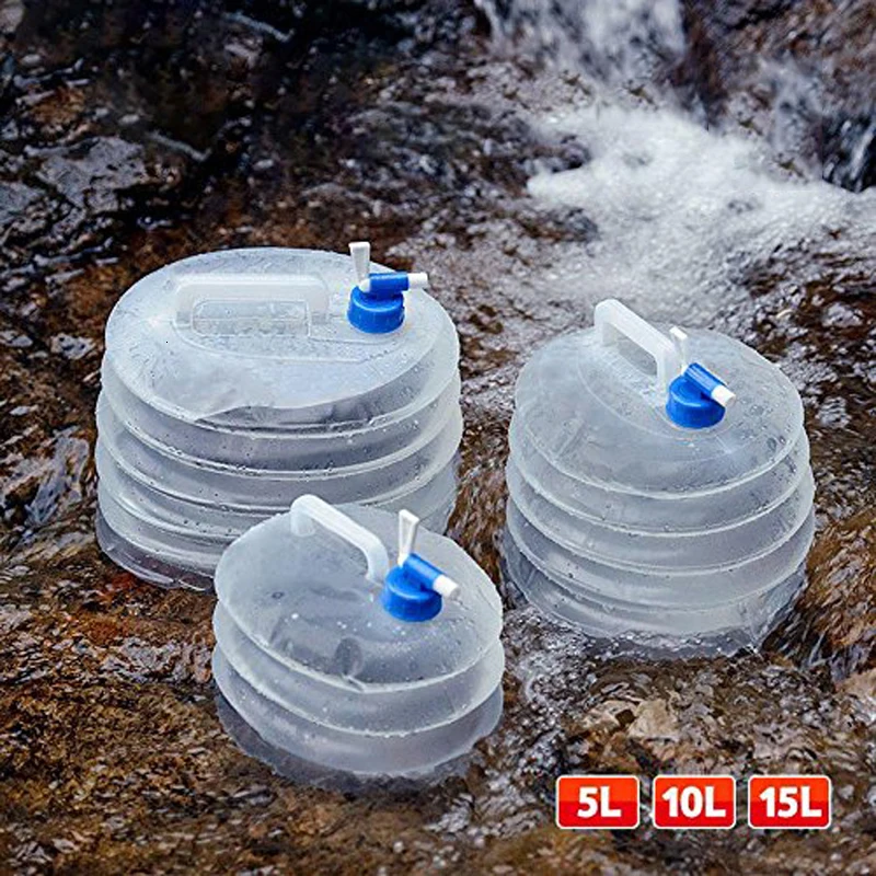 Сумка для воды складной чайник Портативный для улицы спортивный кемпинг пластиковый мешок для бутылки с пузырьком для воды 5-15L Три емкости доступны