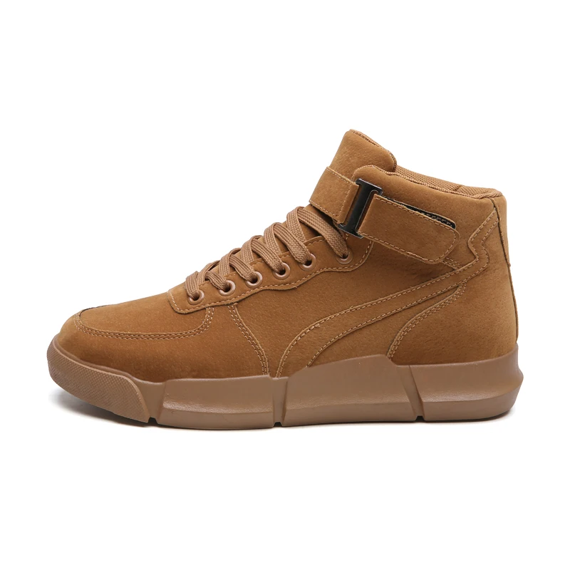 New Trend Casual Boots Men Designer Sneakers For Men Hook& Loop Men Young Ankle Boots Spring/Autumn Long Boots For Men - Цвет: Brown