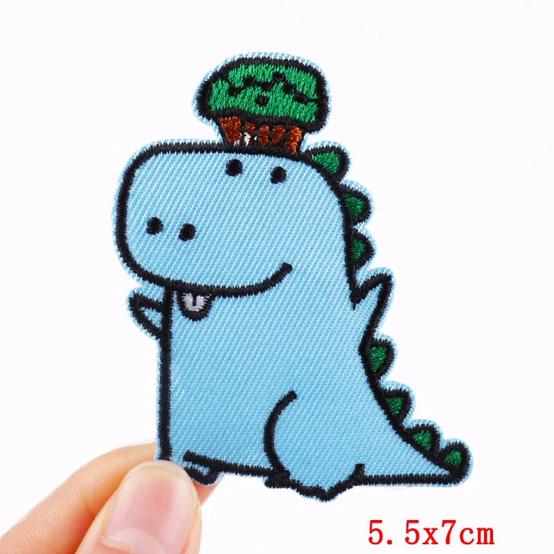 Cartoon Dinosaur Patches For Clothing Thermoadhesive Patches Cute Animal Patch Iron on Embroidery Patches on Clothes Applique 