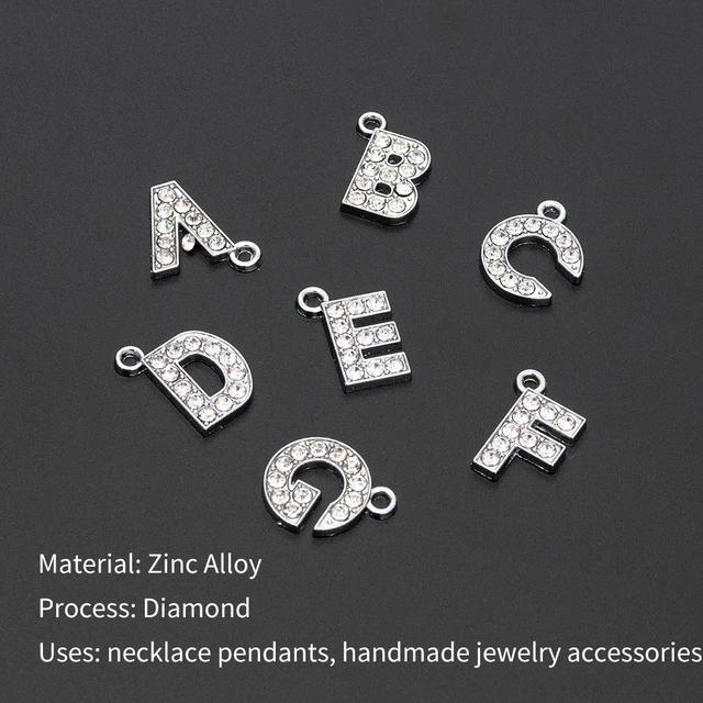10pcs 13*10mm Alloy inlaid rhinestones Crystal 26 Letter Charms Pendants  for Women Necklace earring jewelry Accessories