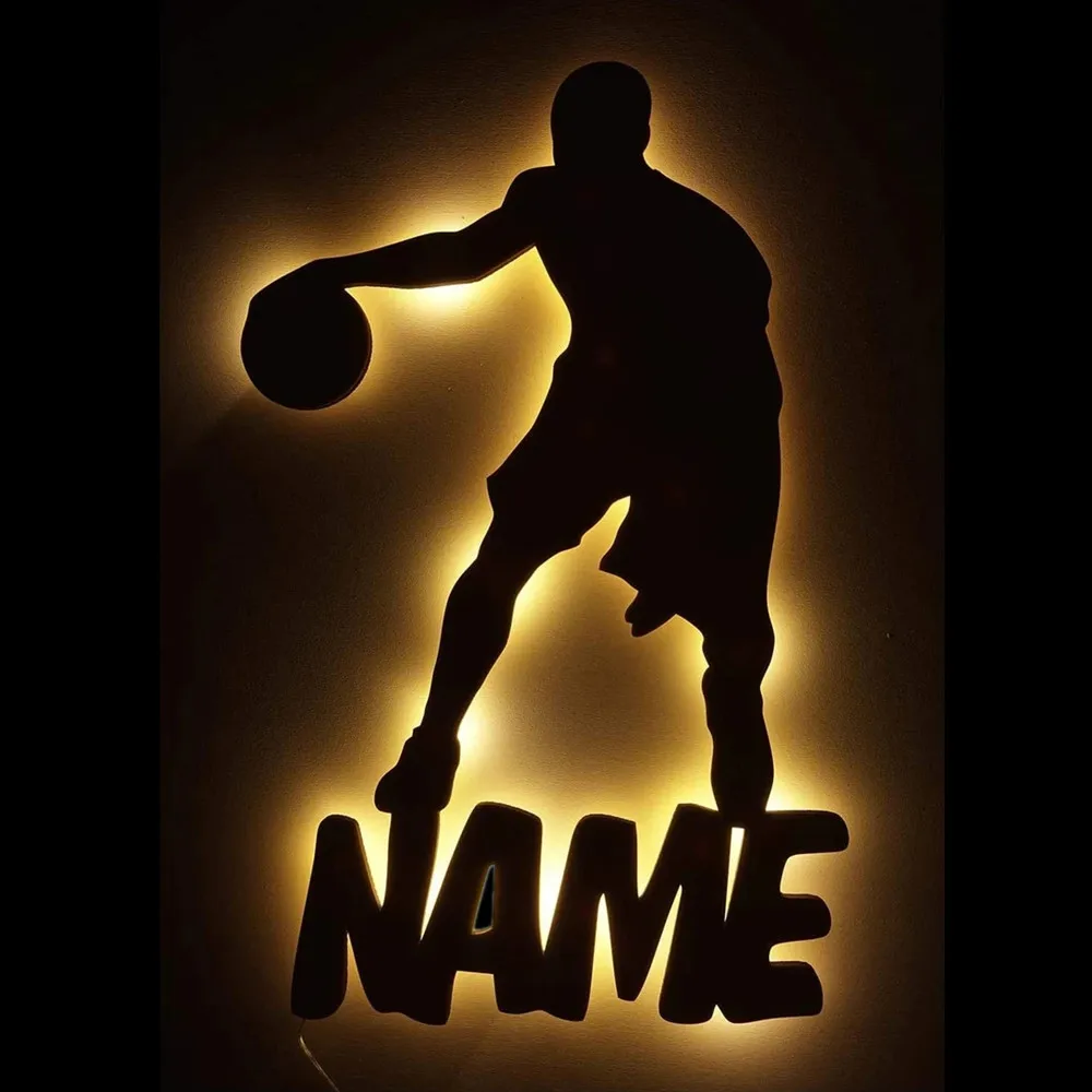 bedside wall lights Personalized Name Basketball USB LED Wall Lamp Custom Name Wooden Night Light for Boys Girls Coach Men Sports Gift Wall Decor outdoor wall lights