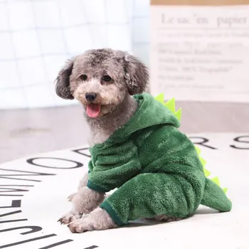 

Autumn Winter Warm Funny Dinosaur Shaped Dog Clothes Plush Pet Cosplay Costume Small Cat Hoodie Ropa Perro