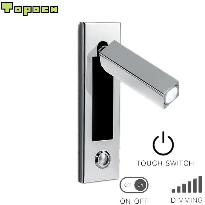 Luzes de Parede de Cabeceira Iluminação para Leitura sobre a Cama Topoch Semi-recesso Toque Fora Dimmer Interruptor Cabeça Gira Inclinações Foucsed on –