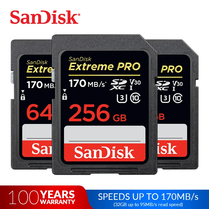 Двойной Флеш накопитель SanDisk Memory Card Extreme Pro 32 Гб 95 МБ/с. SDHC карты памяти SD 64 128 256 170 SDXC