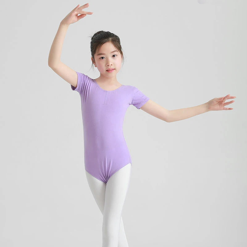 kids Girls leotard rhythmis gymnastics Cotton Spandex Ballet Leotards thong Short Sleeve Ballet Clothes Dancewear turnpakje