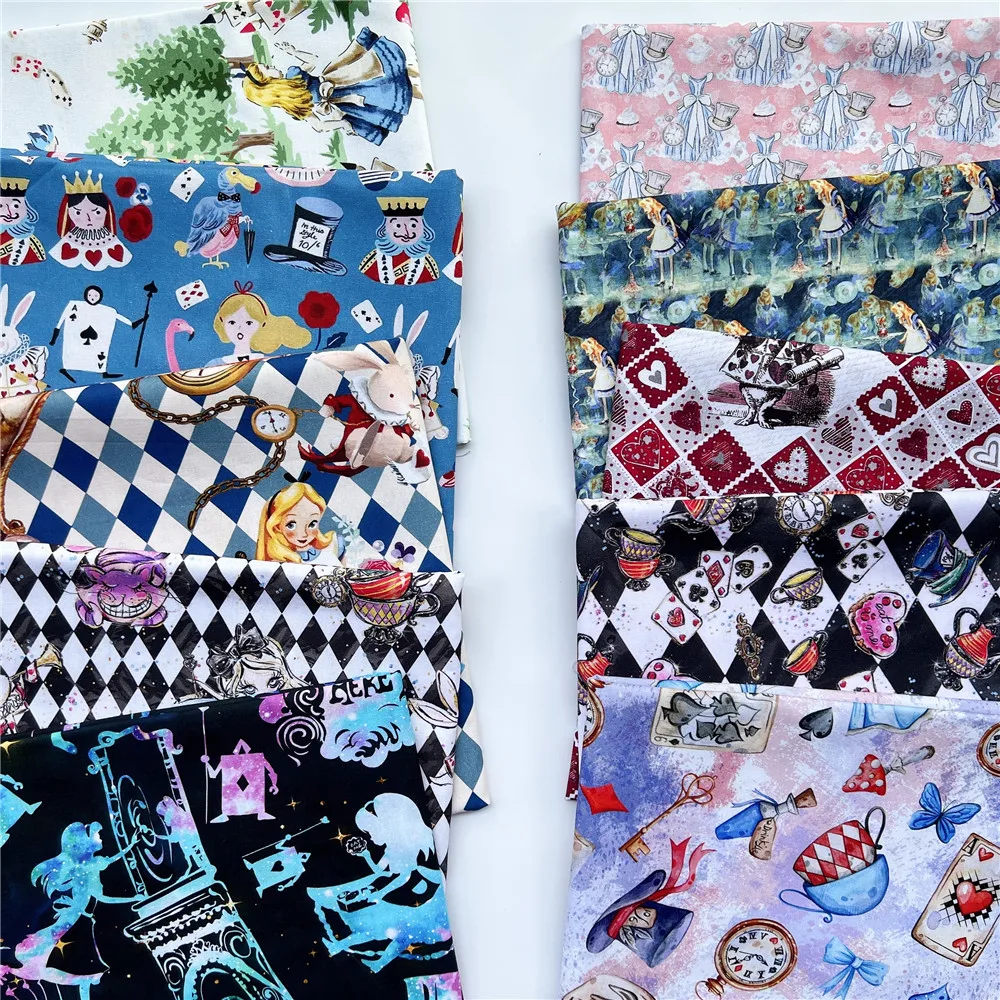 wide110cm poker Princess Alice 100% Cotton Fabric Patchwork Sewing Diy child baby Shirt skirt bedding clothes Material | Дом и сад