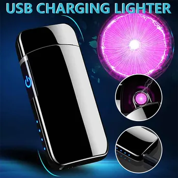 

Windproof Dual Arc Lighter Cigarettes USB Charging Rechargeable Flameless Collectible Lighter for Cigarette Candle