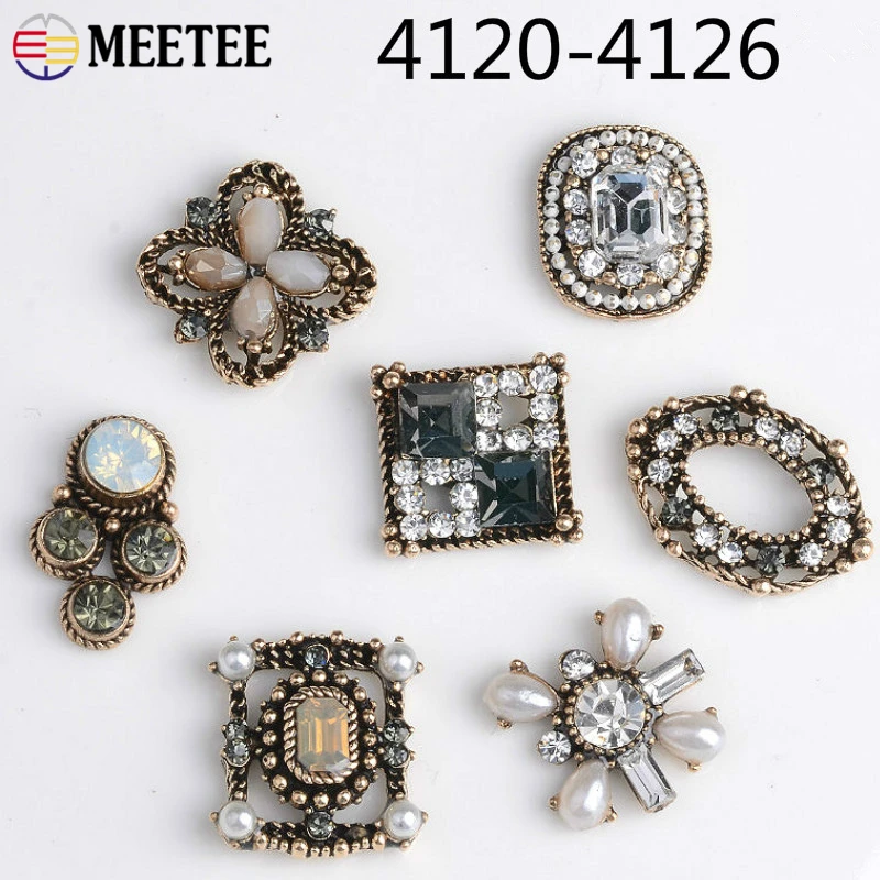 Meetee 10pcs Vintage Antique Gold Rhinestone Button Hand Jewelry Decoration Buckle DIY Crafts Sewing Accessories ZK043 | Дом и сад
