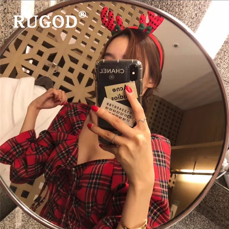 Женское платье с открытыми плечами RUGOD клетчатое в стиле ретро цветными