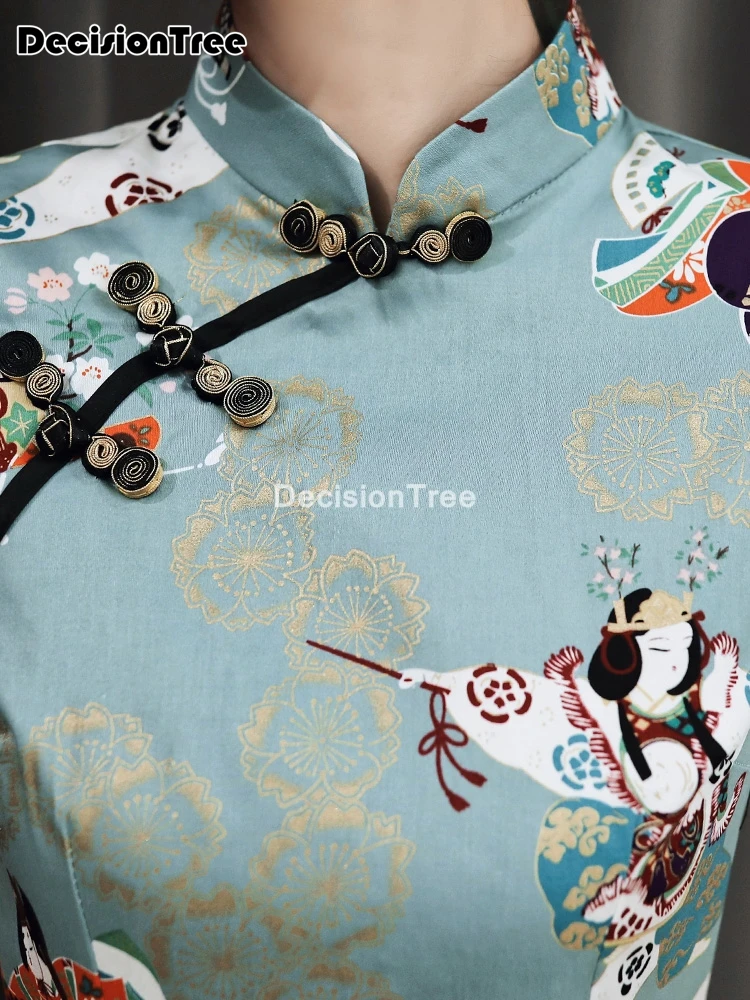 2021 китайское платье женское Короткое Ципао для женщин традиционные атласное