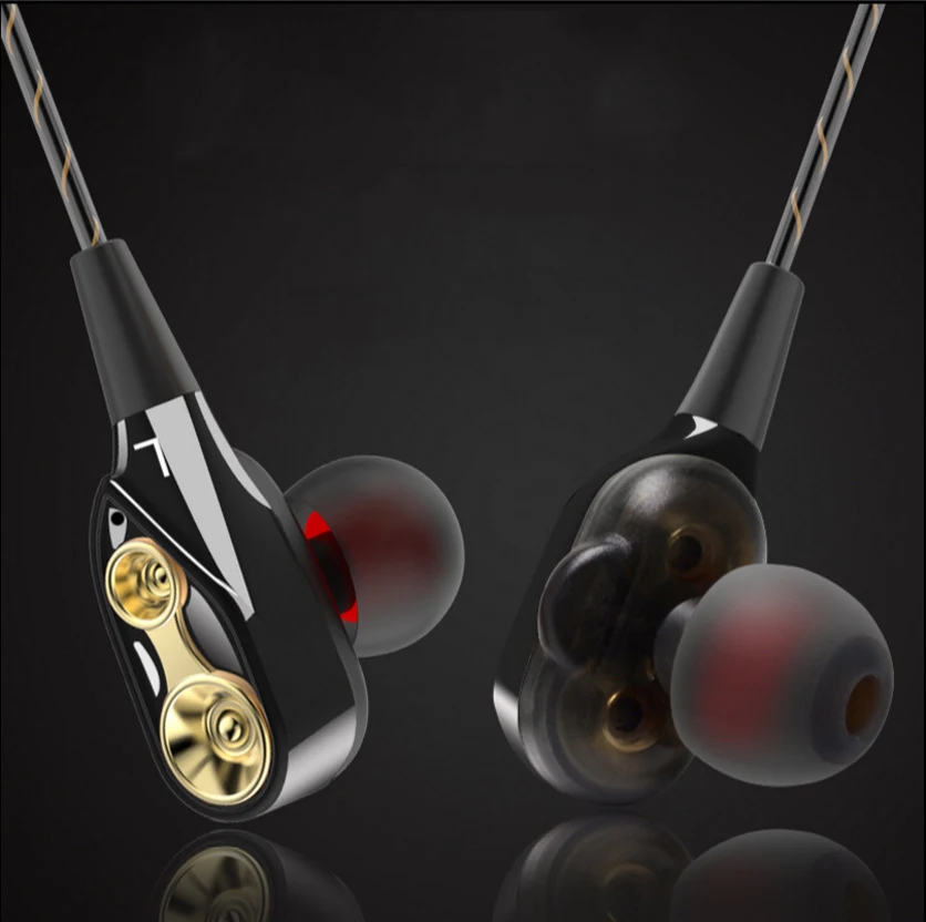 Dual Drive Stereo Wired earphone In-Ear Sport Headset With Mic Computer mini Earbuds Earphones For iPhone Samsung Huawei Xiaomi |