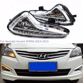 

YTCLIN 2Pcs LED DRL Daytime Running Lights for Hyundai Accent VERNA 2014 2015 Fog Lamp Day Light with Turn Signal Function