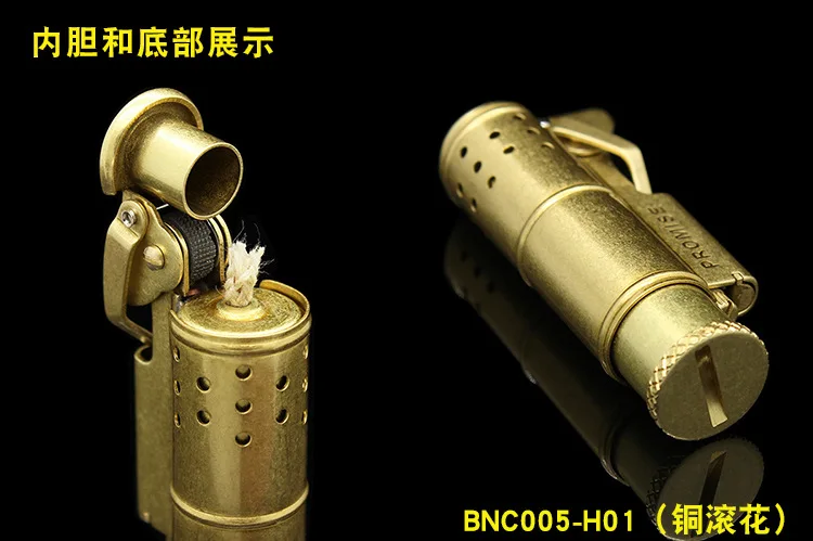 Retro Oil Lighter Gas Grinding Wheel Cigarettes Metal Bar Lighters Pure Copper Cigarette Accessorie Men Gadgets Lighter
