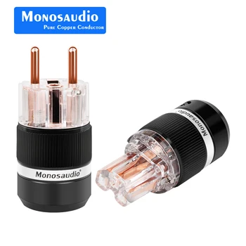 

Monosaudio E101 F101 Pure Copper Schuko Plug 99.998% Pure Copper European HiFi Audio Power Cable Female Male Connector For DIY