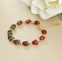 Специальный модный браслет с изображением клубники и браслеты Очаровательные эмалированные браслеты ювелирные изделия для женщин S1603C