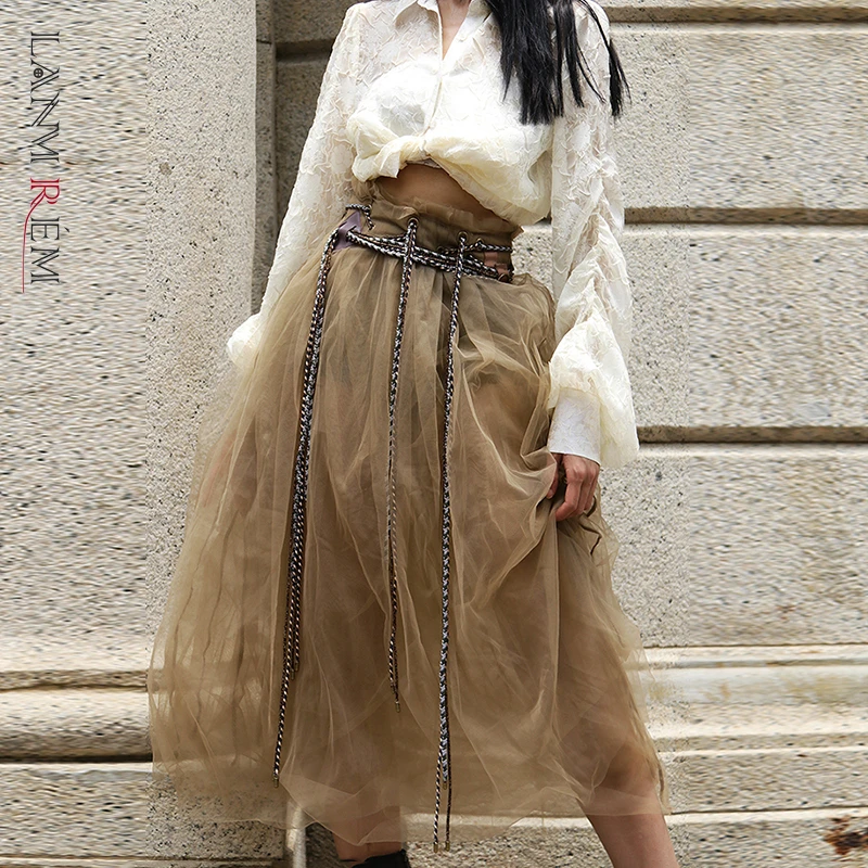 LANMREM Pre Sale 2022 Mori Girl Style Drawstring High Waist Medium And Long Ball Gown Skirts For Female Spring New Vintage YJ568 | Женская