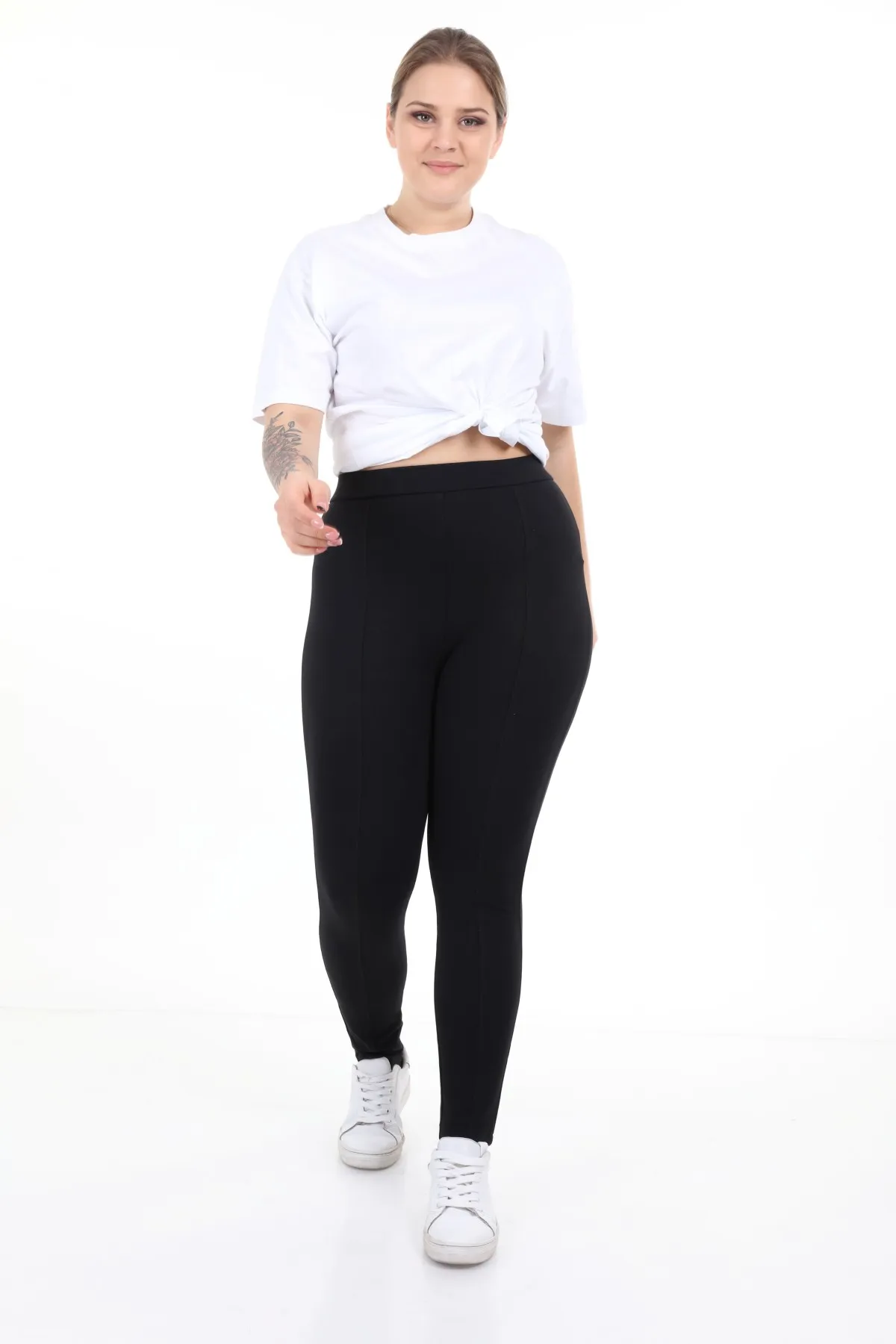 

Schık Women Large Size Power Lycra Fabric Leggings Pants Black SCKWM21PNT002
