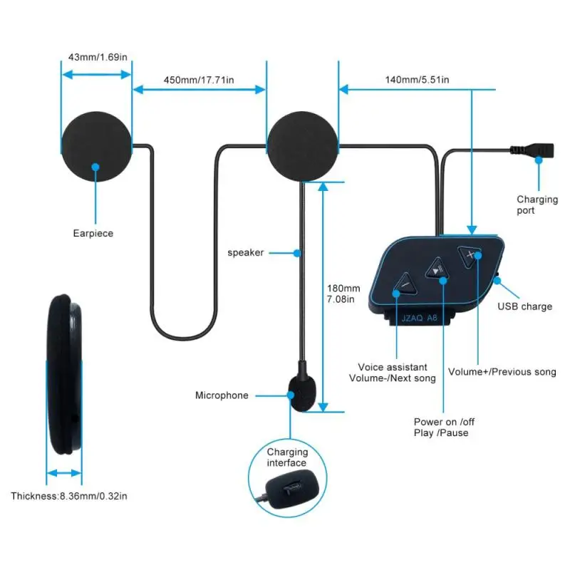 Bluetooth 5.0 Headset Bluetooth Helm 