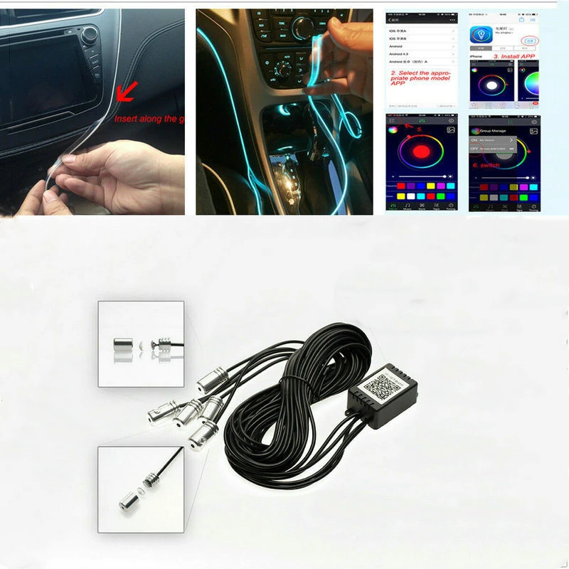 Tablero de para Interior de coche, luz LED RGB para puerta, motor, control por aplicación de teléfono inteligente, fuente de iluminación PMMA|Luces fibra óptica| - AliExpress