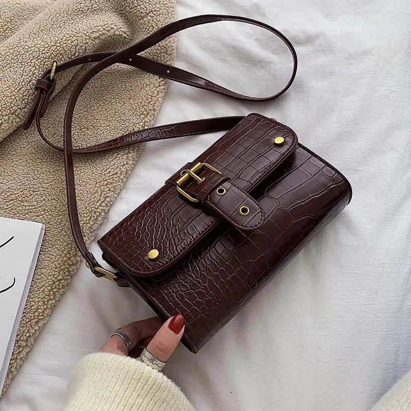 

Mini Stone Pattern PU Leather Crossbody For Women Crossbody Shoulder Bag Female Winter Travel Handbags and Purses