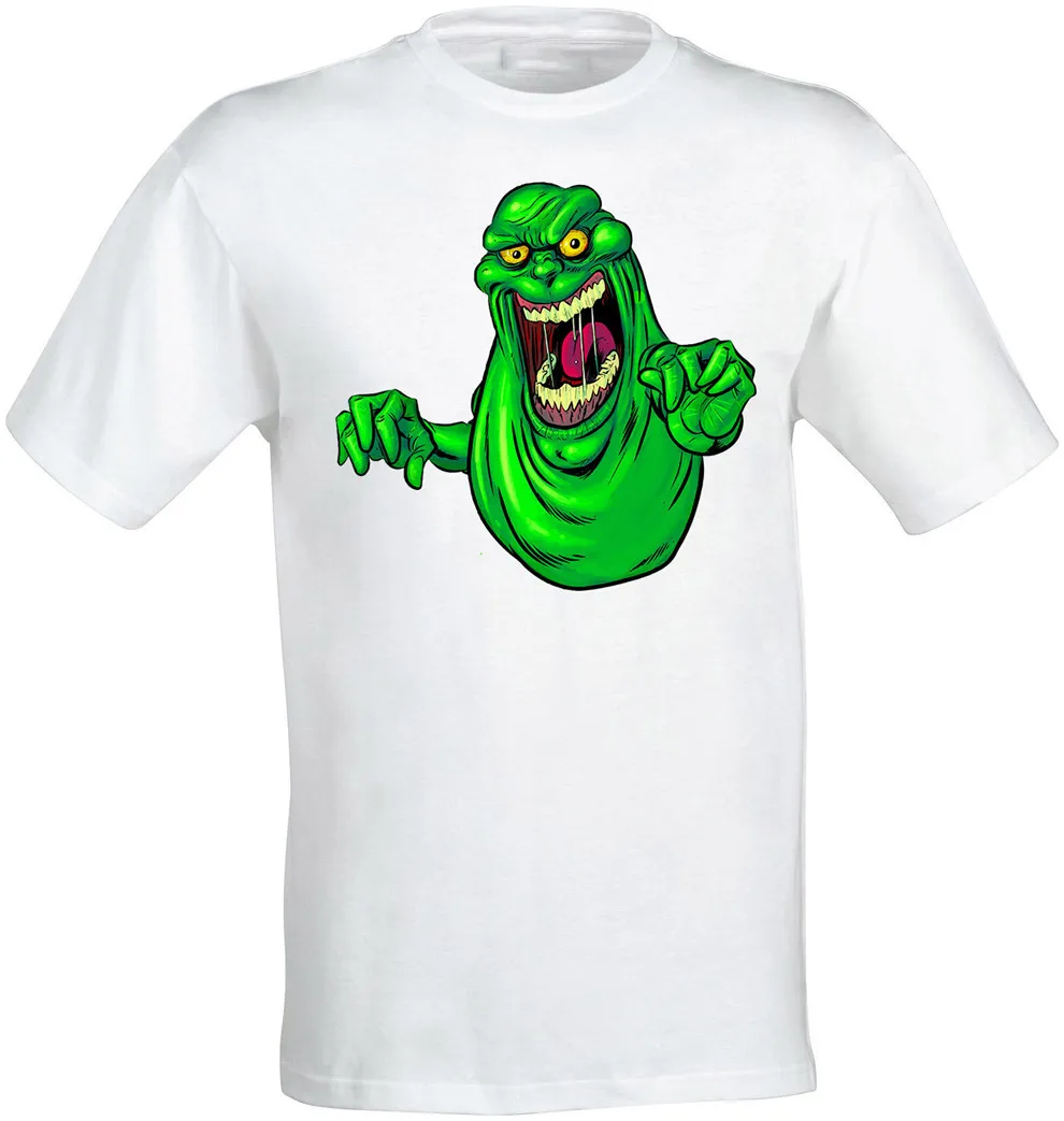 Ghostbusters Slimer Ghost Green Artwork Men (Woman'S Available) T Shirt White Free Shipping Light Tee | Мужская одежда