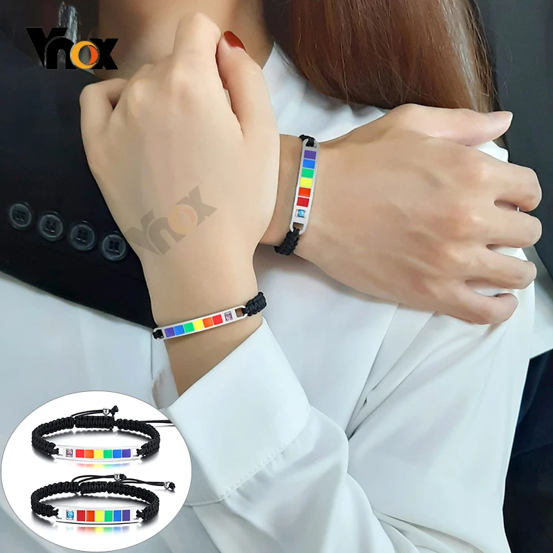 Модные бриллиантовые браслеты Vnox для женщин и мужчин ювелирные изделия с черной