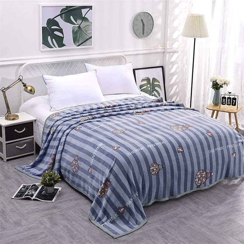 Полосатое Флисовое одеяло для кровати, теплое Норковое бархатное одеяло на диван, мультяшное детское взрослое покрывало для кровати, покрывало для двойного покрывала