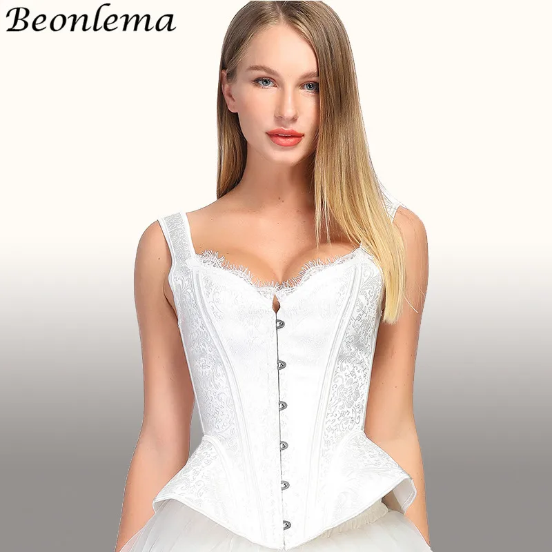 Beonlema Women Bustiers Top Sexy Corset For Punk Goth Party Overbust Lace Lingerie Steampunk Blue Waist Corset Retro Clubwear