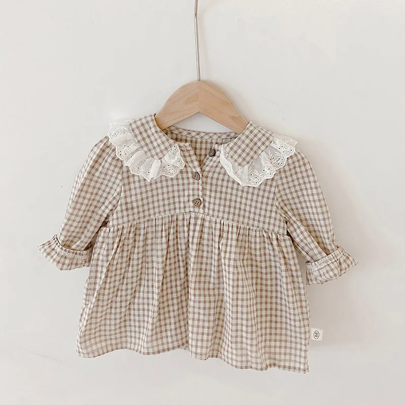 Girls Plaid Long Sleeve Baby Bodysuit