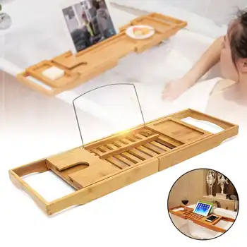 

Luxury Bathroom Bamboo Bath Shelf Bath Tray Bathtub Holder Bridge Tub Caddy Tray Rack Wine Holder Bathtub Rack Support
