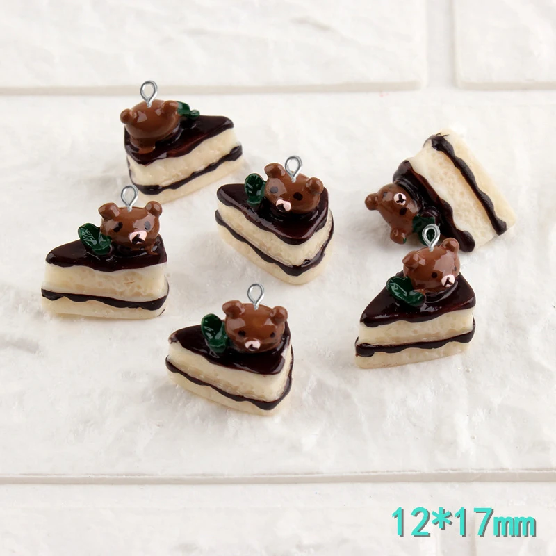 

10pcs 12*17mm Mix DIY resin bear Sandwich cake charms kawaii cabochon jewelry making findings craft ornament decorative material