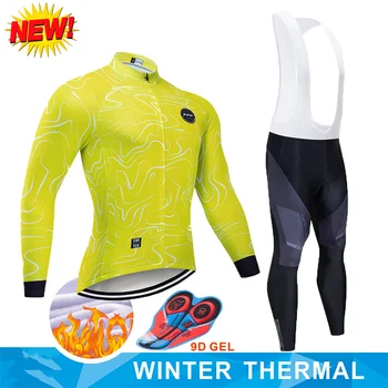 

2019 NW Winter thermal fleece Cycling Clothes men's Jersey suit outdoor riding bike MTB clothing warm Bib Pants set
