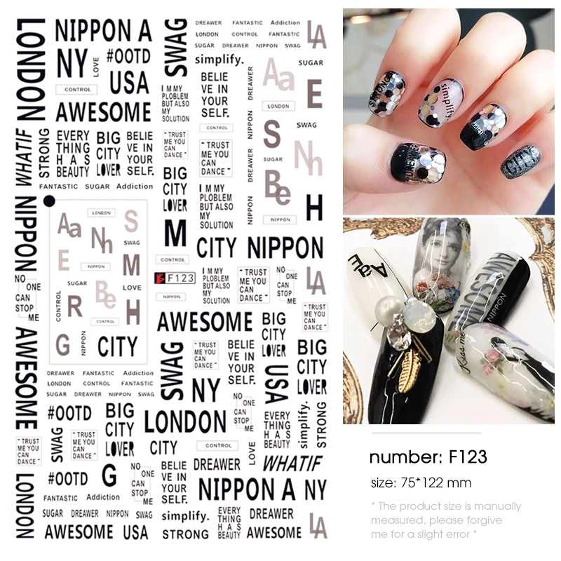 HNUIX 1 шт. Alphabe наклейки для ногтей 3D DIY на ногти слайдеры Шарм буквы штампы дизайн