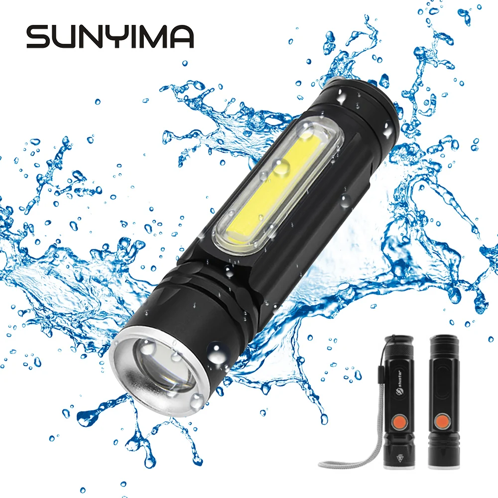 Портативный светодиодный фонарик SUNYIMA T6 + COB водонепроницаемый фонарь с