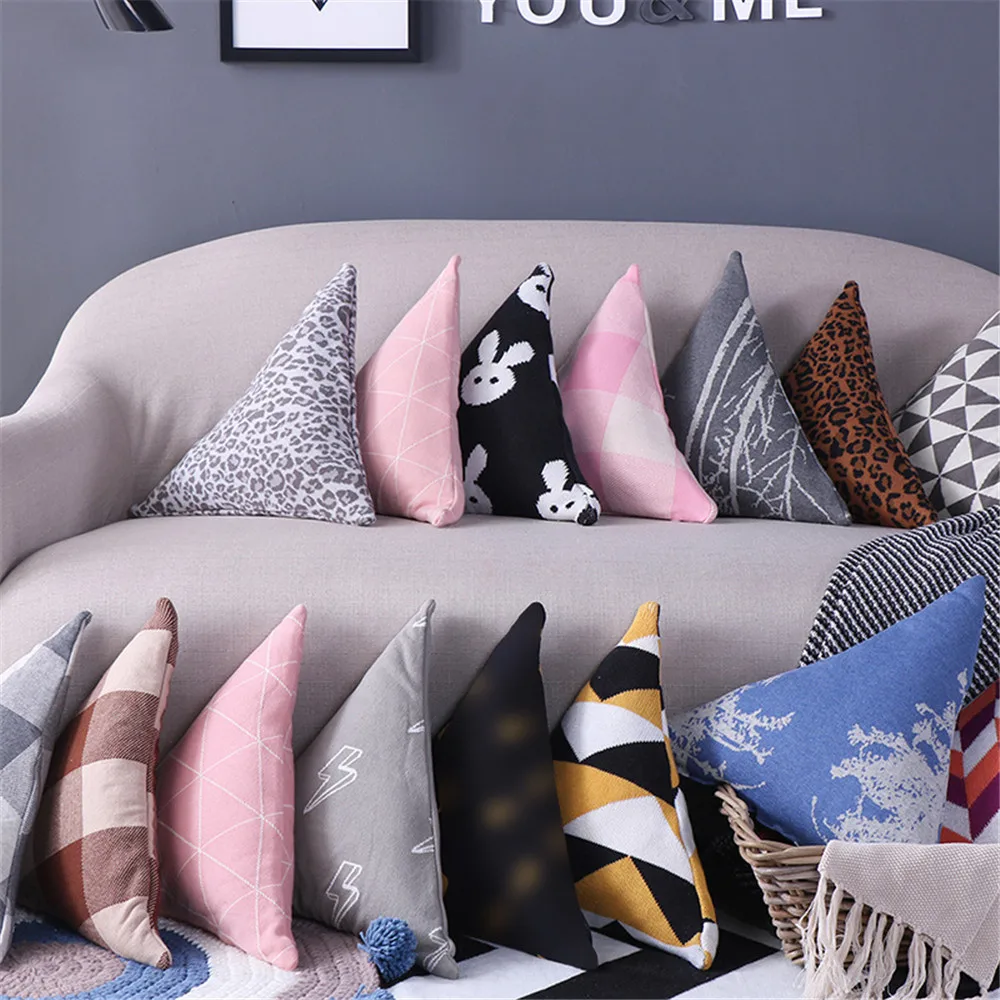 Cotton Canvas Pillow Cartoon Pattern Backrest Back Cushion Bed Cushion Sofa Removable Waist Pillow