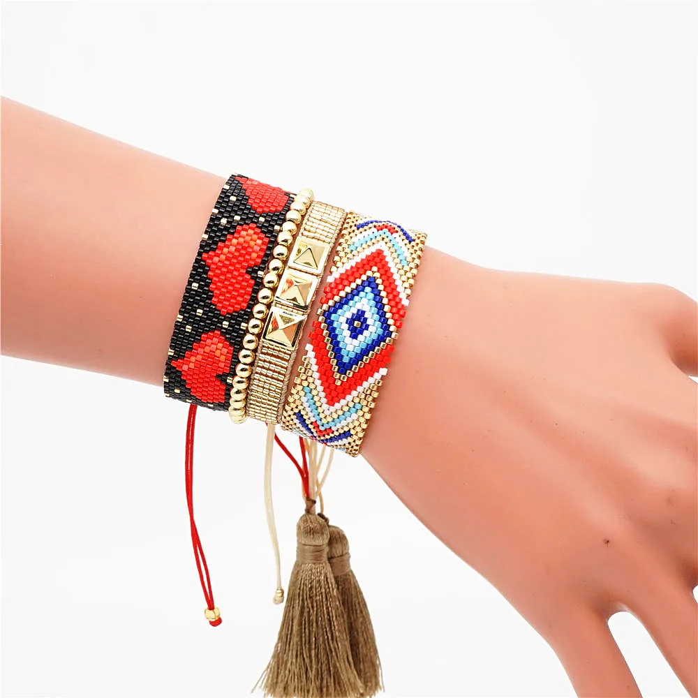 Go2boho MIYUKI браслет evil eye Instagram ювелирные изделия Pulseras Mujer Moda Золотое сердце браслет женский ручная работа нержавеющая сталь