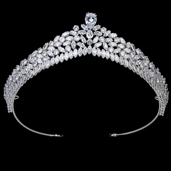 

Tiaras and Crown HADIYANA Queen Corona Hair Jewelry Wedding Hair Accessories Headband Zirconia BC4968 Accesorios para el cabello