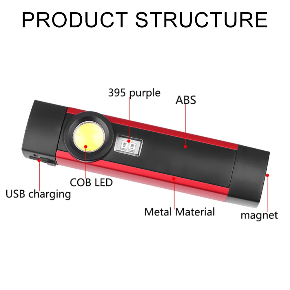 Магнитный USB Перезаряжаемый COB рабочий светильник светодиодный Автомобильный аварийный инспекционный светильник аварийный светильник USB Перезаряжаемый светильник
