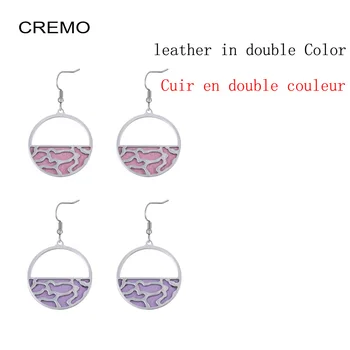 

Cremo Trendy Roundness Earrings for Women Interchangeable Leather Earing Stainless Steel Charm Earring femme Jewelry Georgette