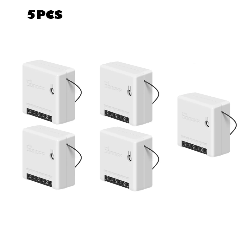 5pcs Sonoff MINI DIY умный переключатель маленький корпус пульт дистанционного управления Wifi переключатель Поддержка внешнего переключателя работа с Alexa Google Home - Комплект: 5pcs