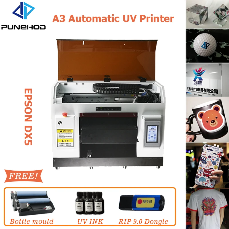 УФ принтер Punehod A3 печатающая головка EPSON DX5 DTG планшетный для футболок чехлов