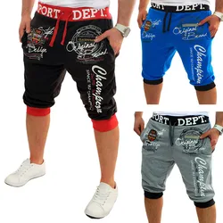 Short décontracté pour hommes, en tricot, longueur lettre imprimée, survêtement masculin, ample, entraînement, jogging, Fitness, Streetwear, nouvelle collection été 2022 