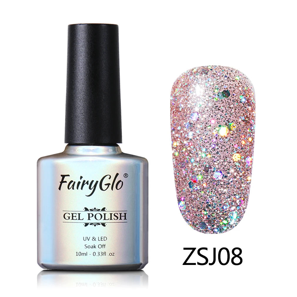 FairyGlo замачиваемый УФ светодиодный Алмазный Гель-лак для ногтей Vernis Полупостоянный Блестящий Гель-лак Гибридный эмалированный маникюрный лак 10 мл - Цвет: ZSJ008