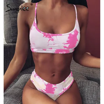 

Simplee sexy strapless batik summer bikini bikinis 2020 beach high waist bikini mujer bikinis swimsuit high waist swimwear women