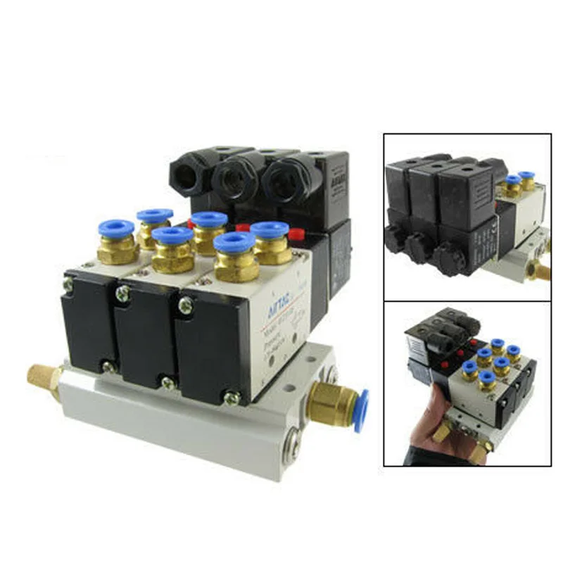 

4V210-08 AC220V 2 Position 5 Way Pneumatic Solenoid Valve With Muffler Base New Arrivals Tools