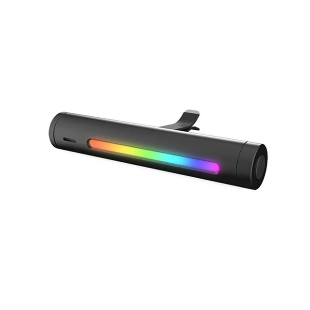 Auto Voice Activated Car RGB Light Music Diffuser Vent Clip Air Fresheners with LED Atmosphere Aromatherapy Car Decorative Lamp Black