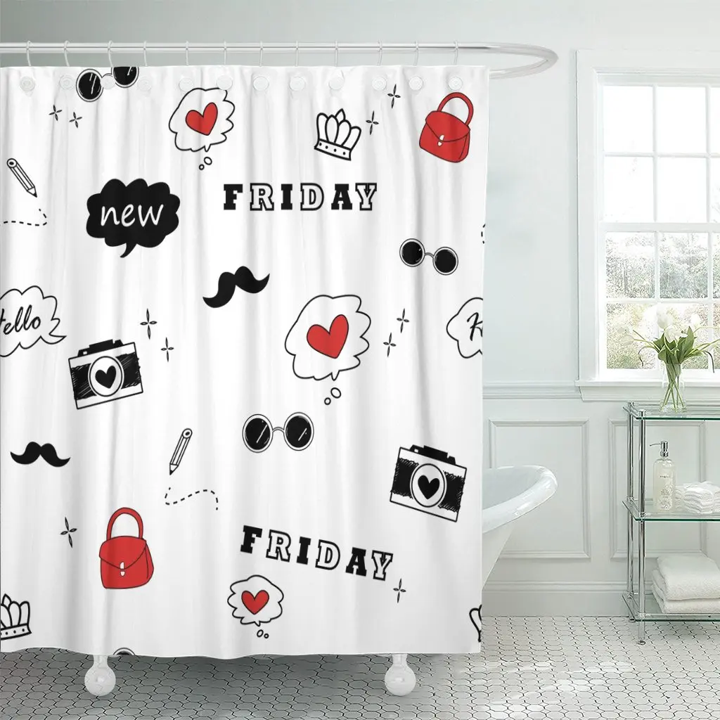 Bubble Pop Up Girly Think Crown Doodle Feminine Friday занавеска для душа водонепроницаемый полиэстер 72x78 дюймов набор с крючками