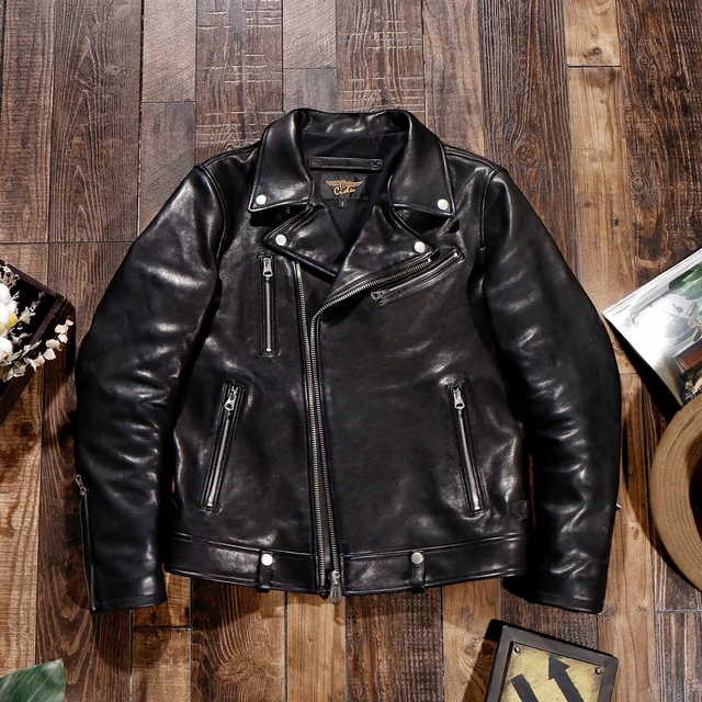 YR!Free shipping.Double rider leather jacket.classic biker tanned 1.0 thick  sheepskin coat.men fashion black leather шевро