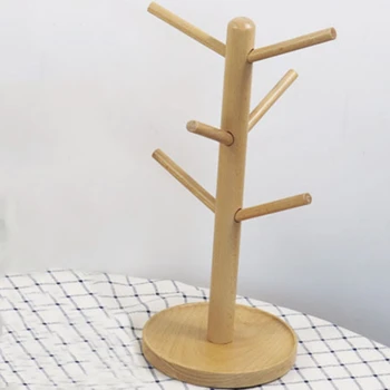 

Bamboo Mug Rack Tree, Organic Bamboo Mug Holder, Mug Hook,Mug Stand,Coffee Cup Dryer with 6 Hooks