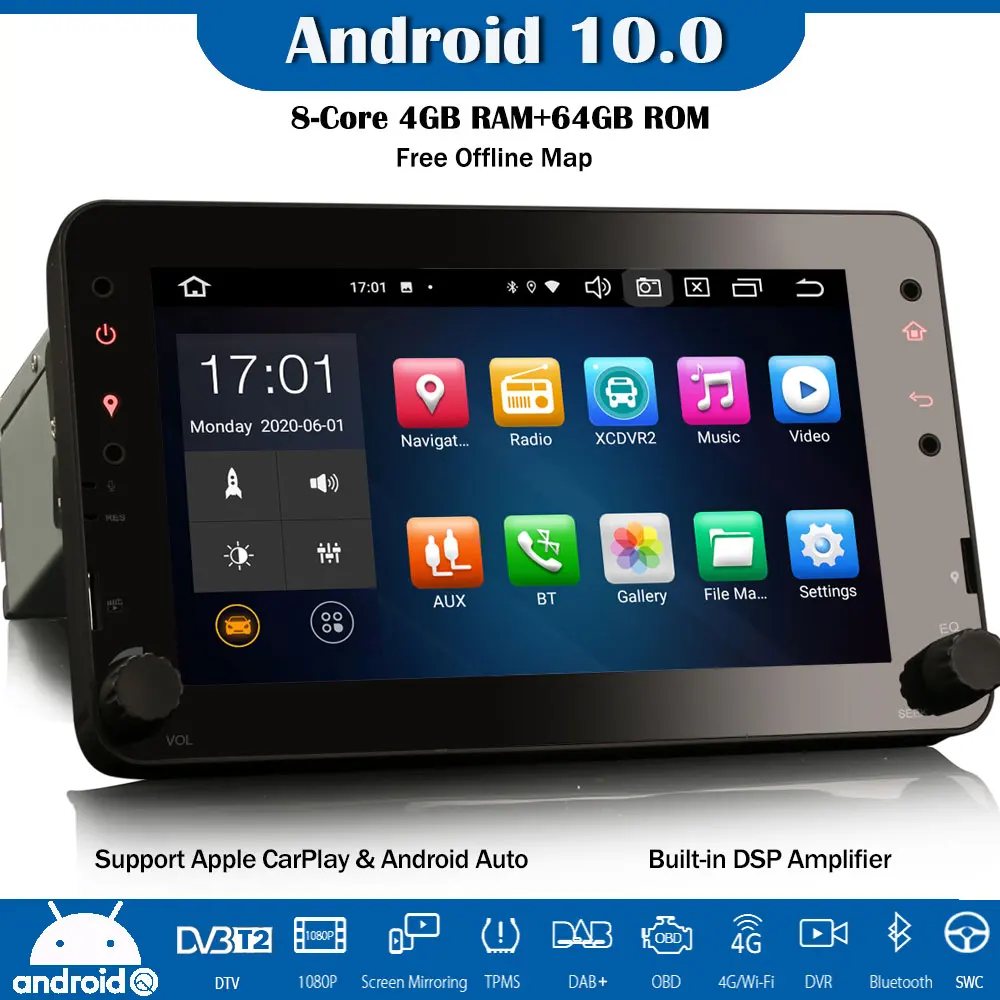 Erisin 8120 Android 10 0 DAB + Автомобильное Стерео Авторадио CarPlay GPS OBD DSP USB TPMS Navi для Alfa Romeo 159